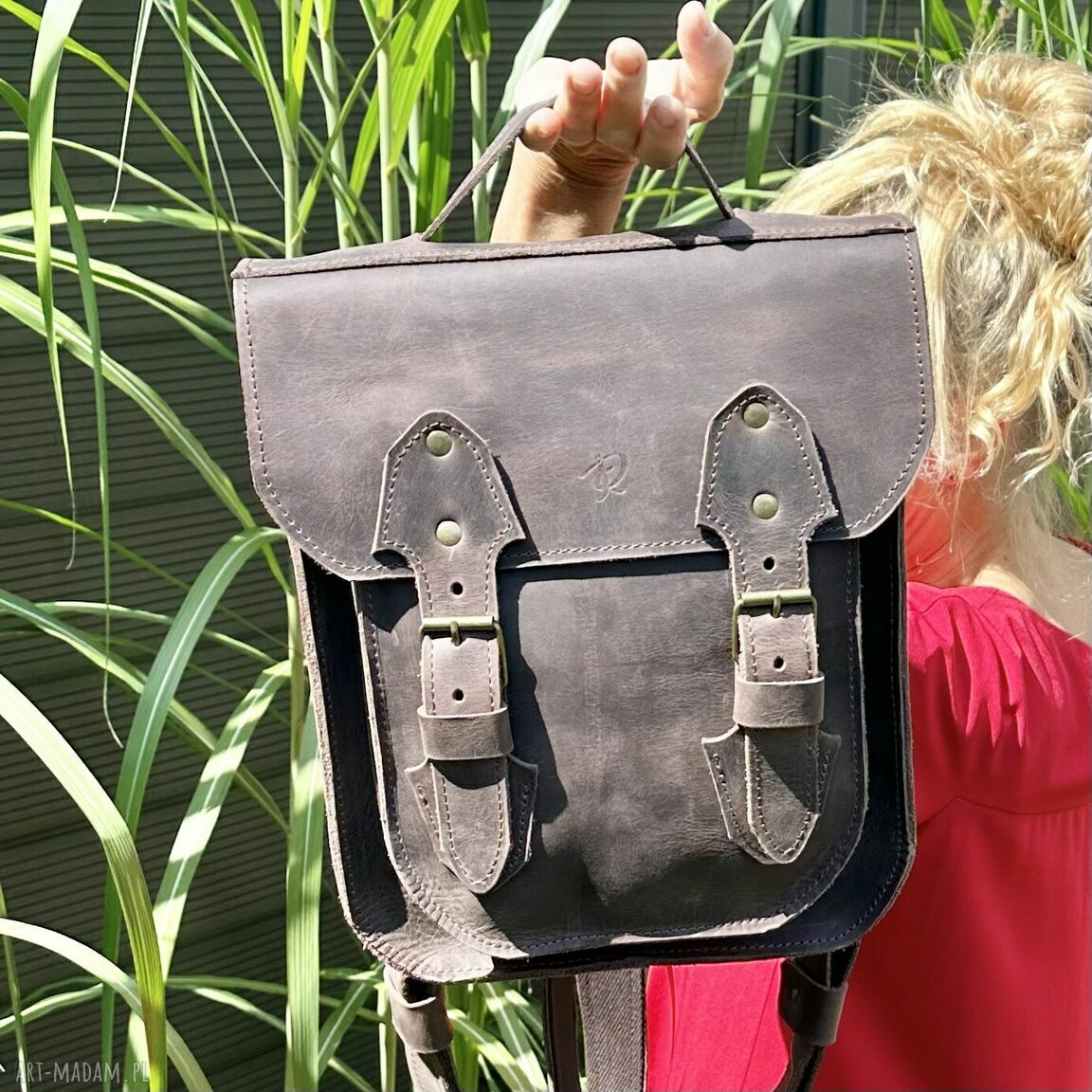 plecaki: Plecak torba brązowa skórzana Vintage. handmade