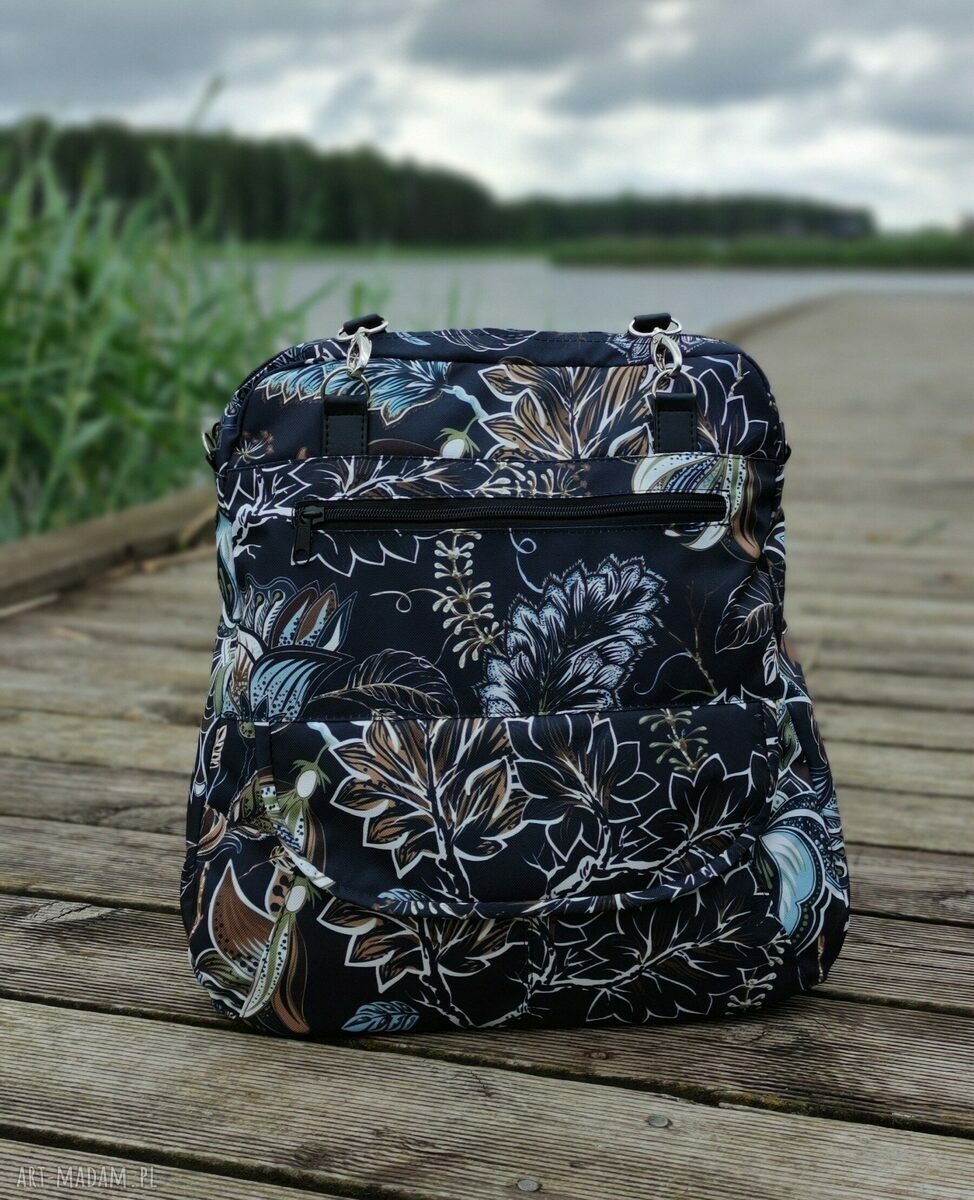 Plecak - Torba - Listonoszka w Kwiaty Vintage - A4 i laptop