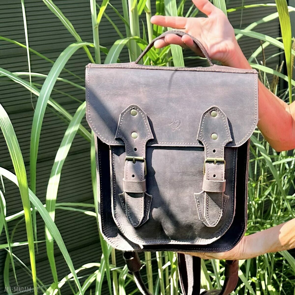 Plecak-torba brązowa skórzana Vintage