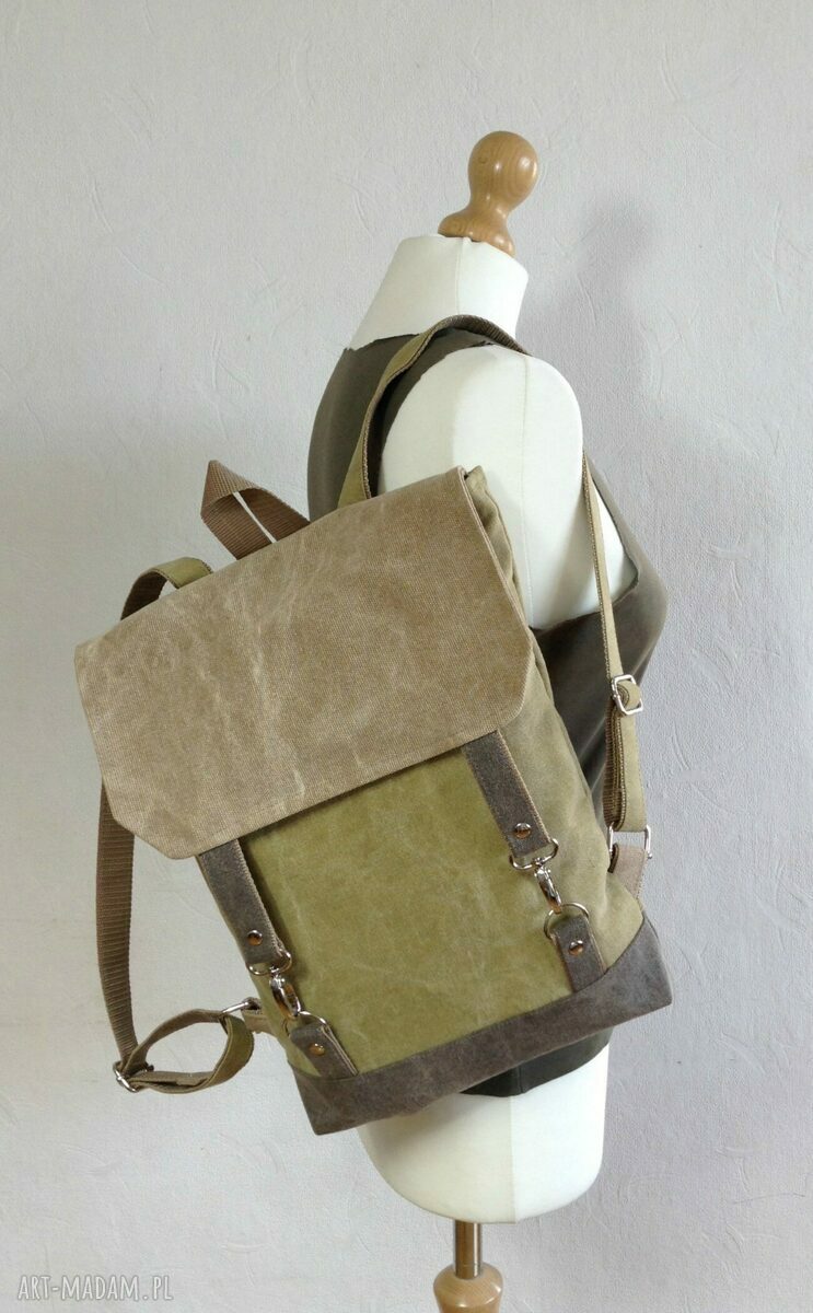 Handmade plecak-torba na laptopa z grubej bawełny (canvas) - na A4 i wycieczki