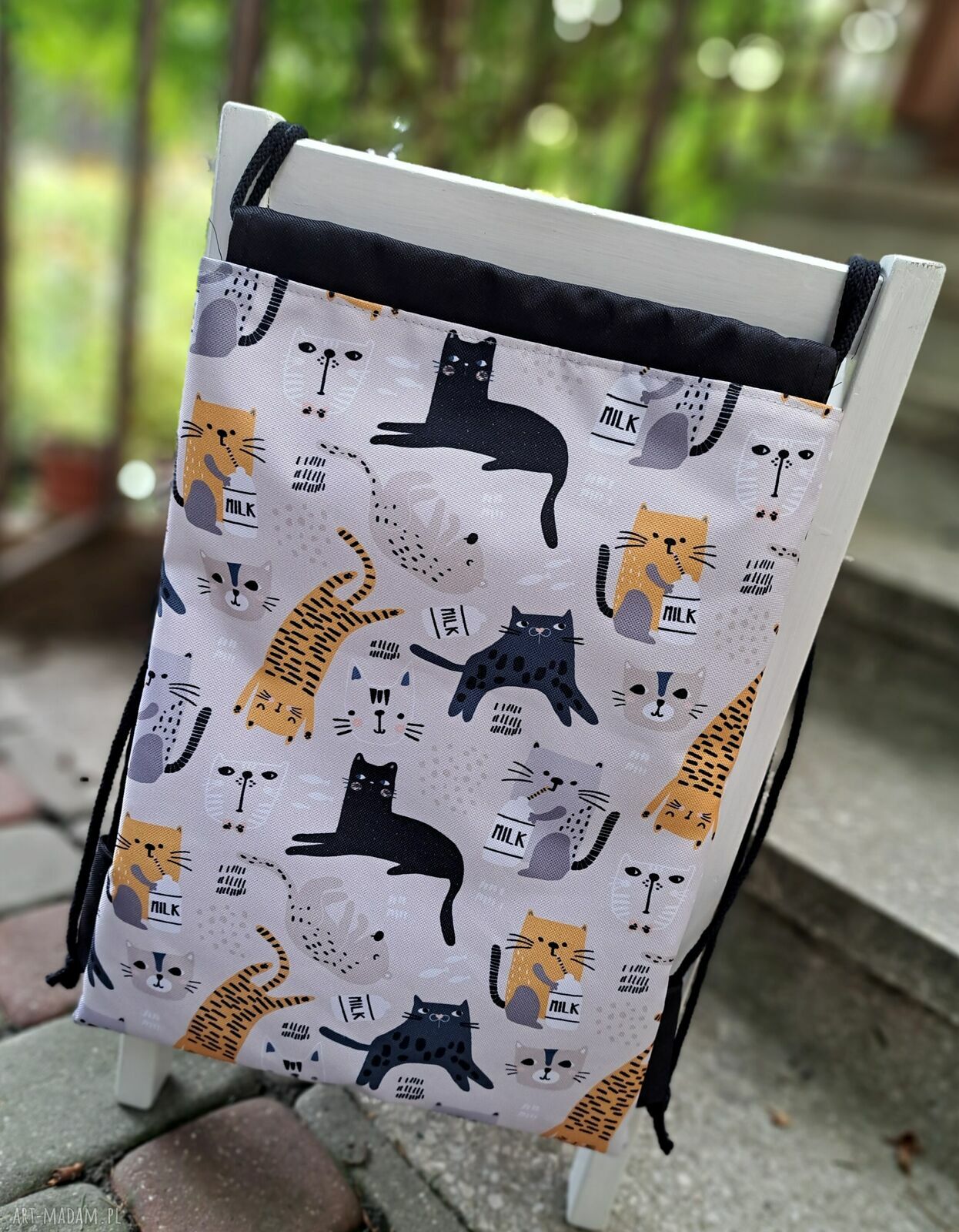 Nieprzemakalny plecak w koty - wodoodporny handmade