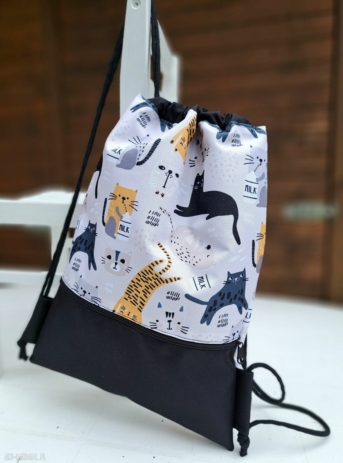 Nieprzemakalny plecak w koty - wodoodporny handmade