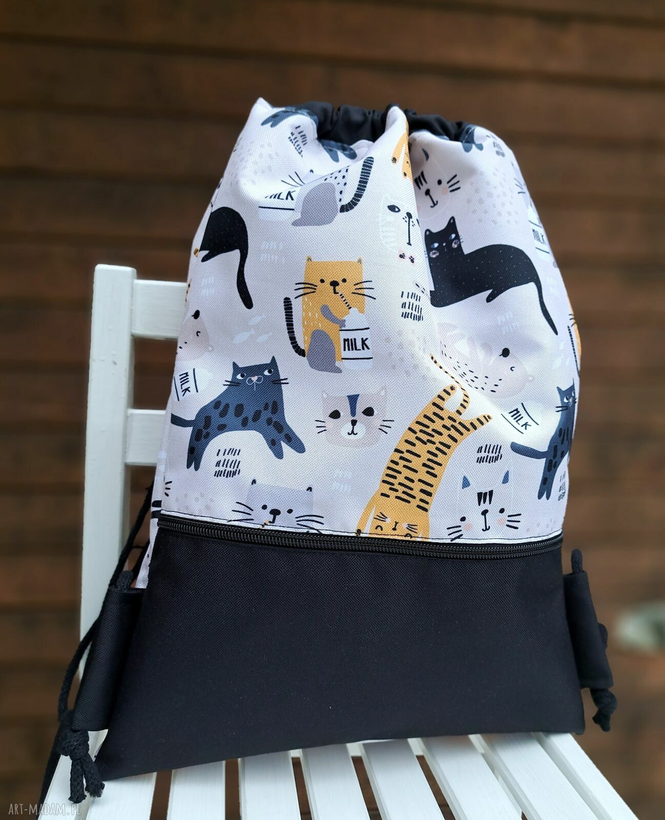 Nieprzemakalny plecak w koty - wodoodporny handmade