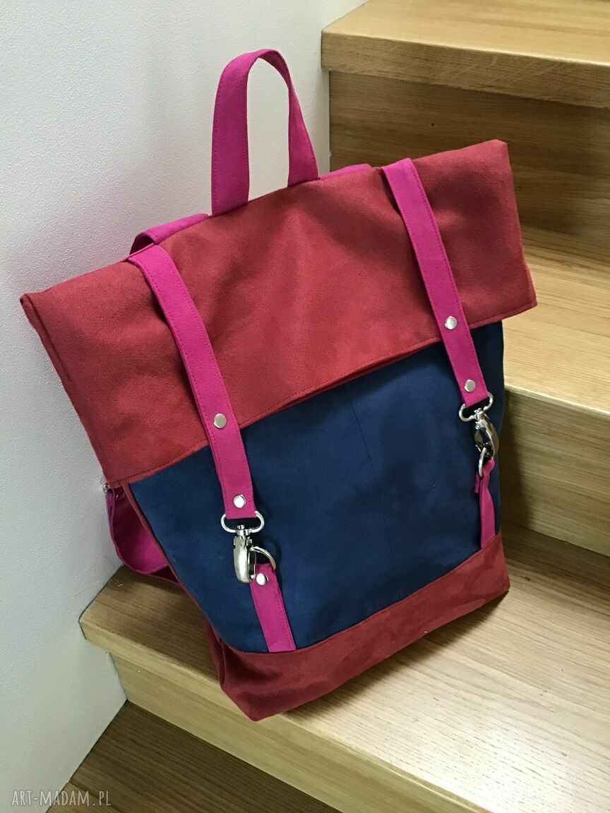 Plecak Włóczykija - Block Color, wegański zamsz syntetyczny Alcantra