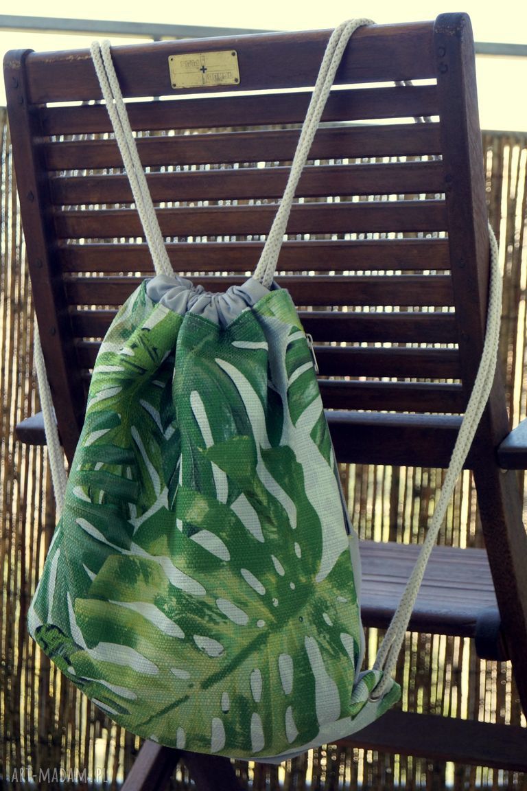 Plecak Niespodzianka w botanicznym wzorze Monstera - ręcznie szyty