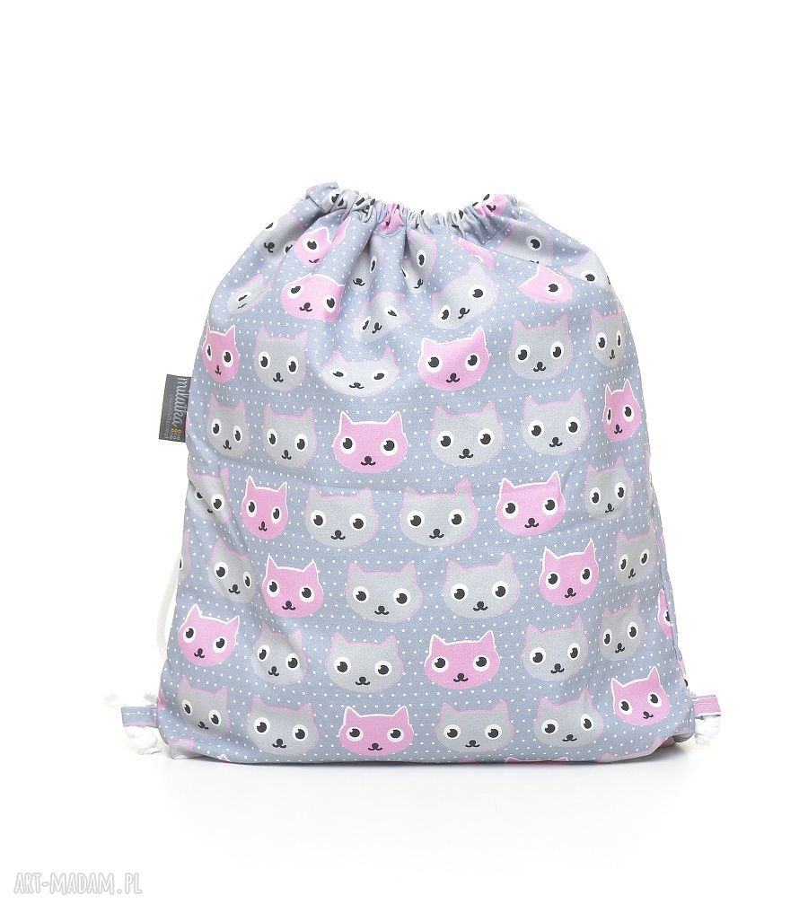Plecak worek przedszkolaka kotki wymiary 2cm prosty bawełniany