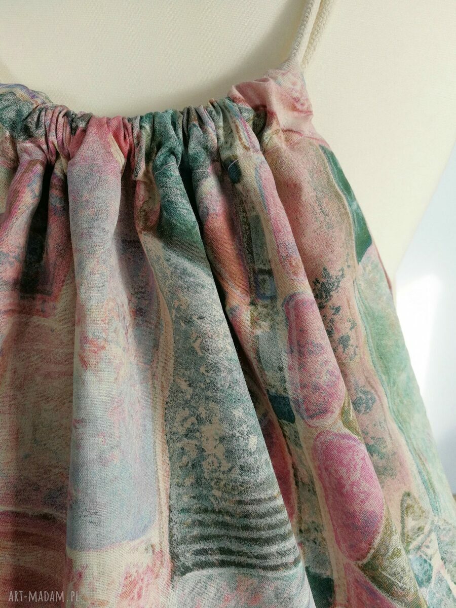 Plecak worek vintage pastelowy XXL bawełniany