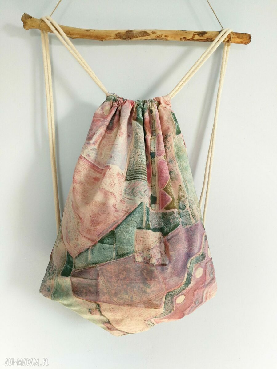 Plecak worek vintage pastelowy XXL bawełniany