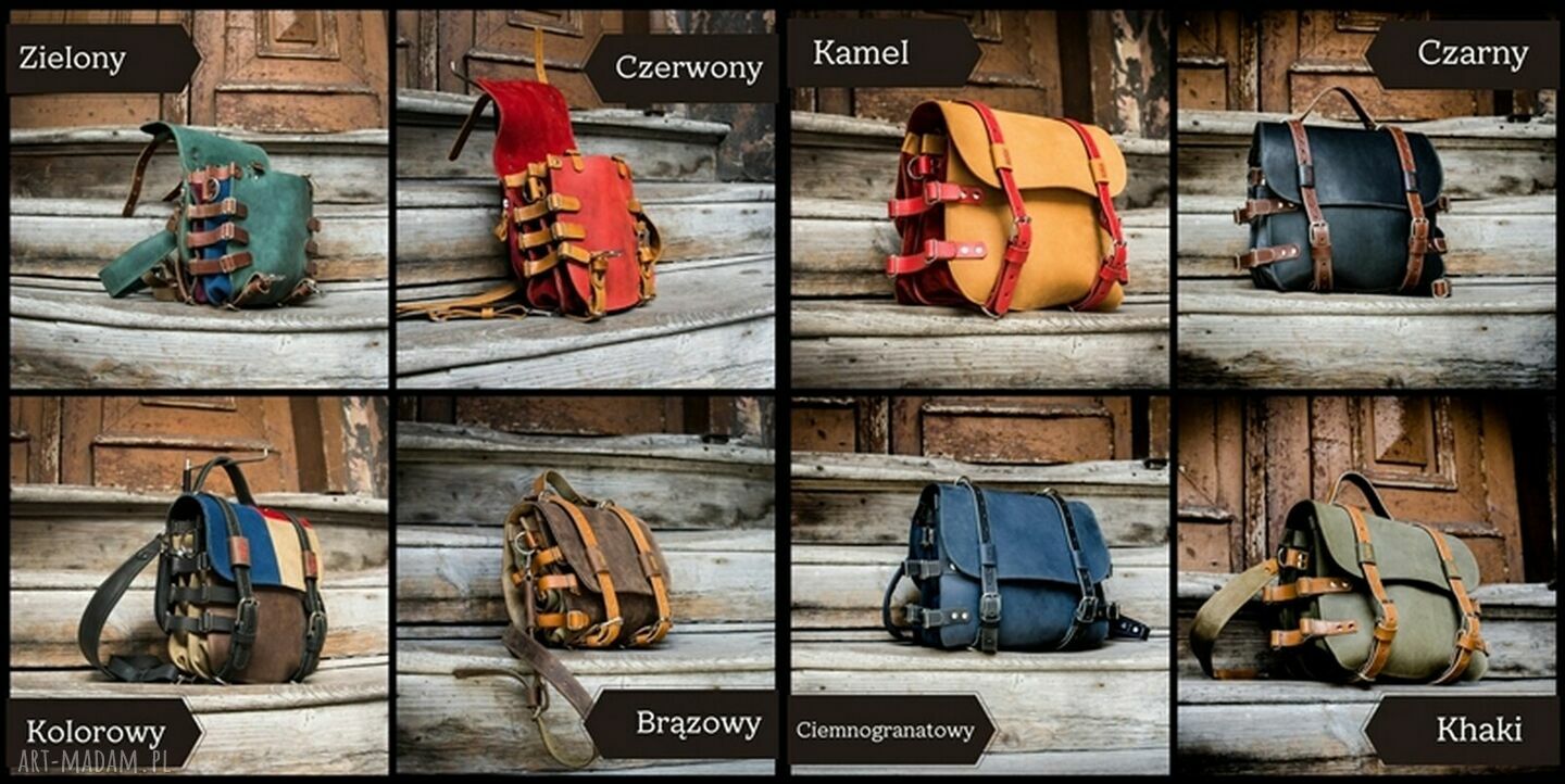 Brązowy plecak z naturalnej skóry 2w1 - A5 z welurem