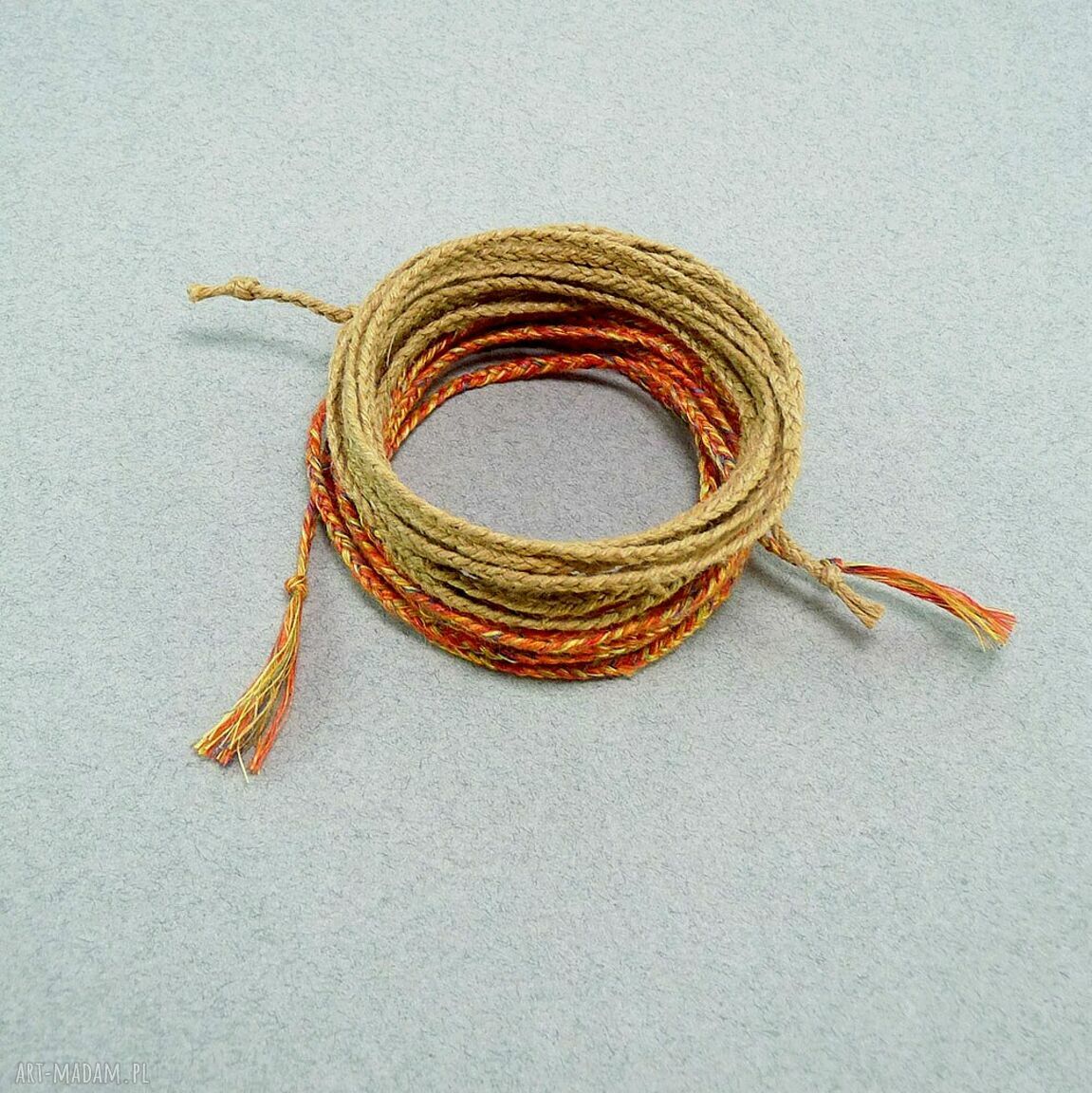 Plecione bransoletki zestaw 003 - boho z lnu