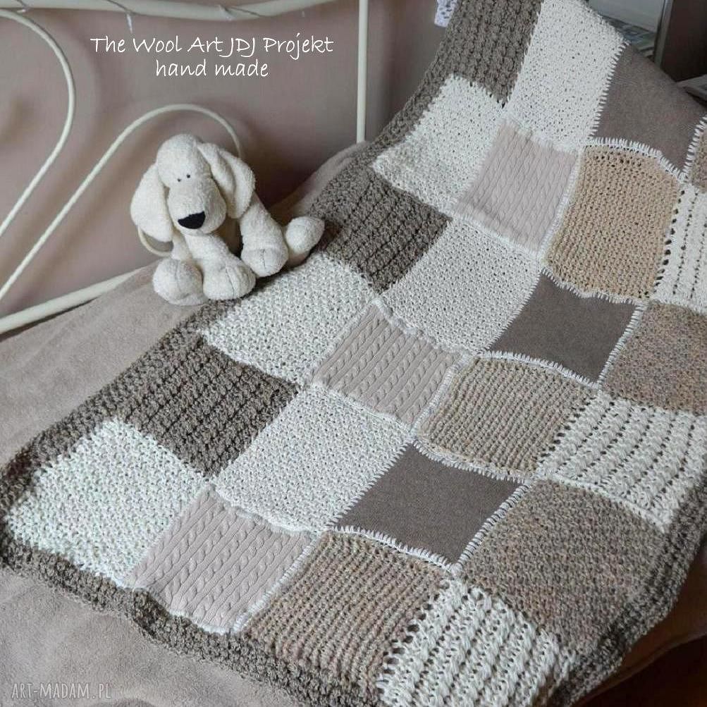 Pled patchwoork koc narzuta wełniana przytulny praktyczny