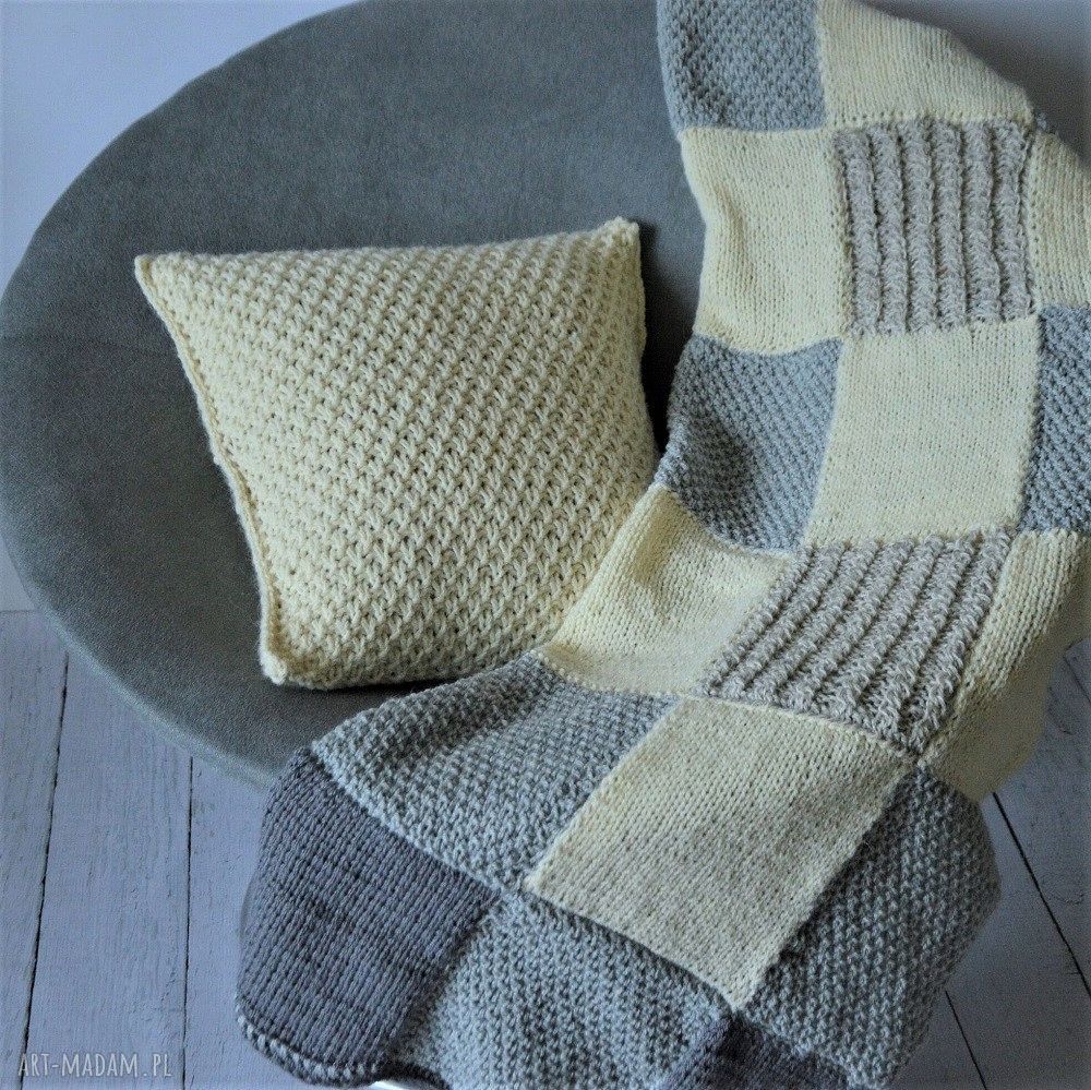 Pled patchwork narzuta koc wełniany ciepły patchworkowy kolorach