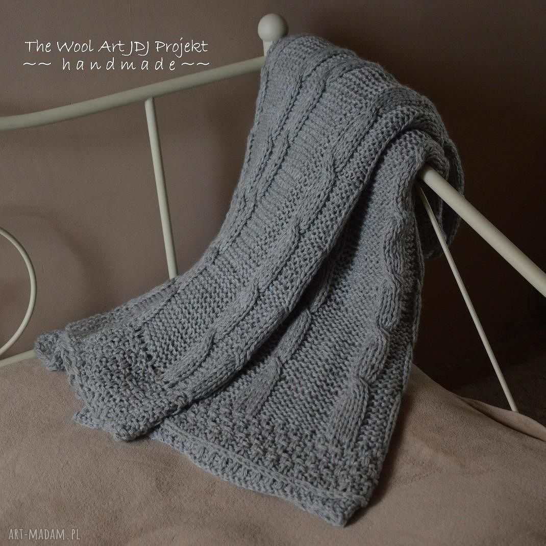 Pled zamÓwienie natalia szary wełna dom ręcznie wykonany