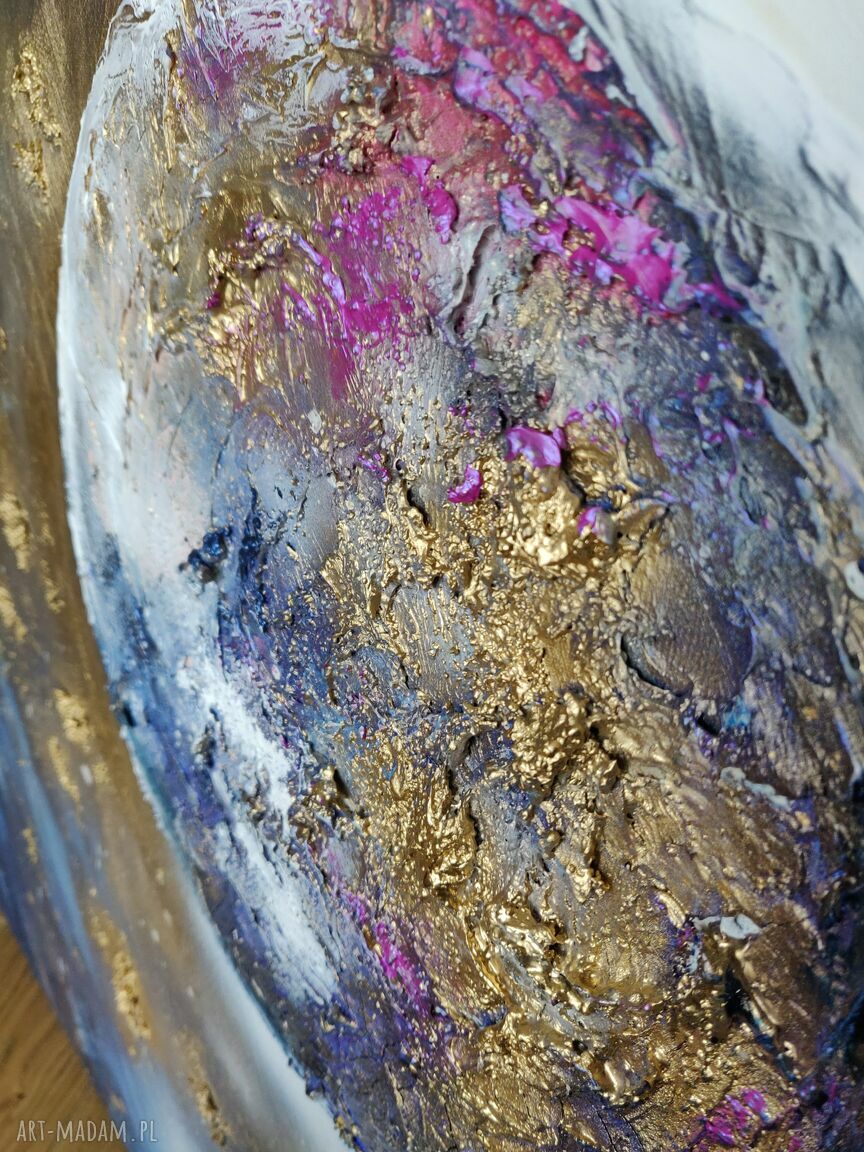Płonąca planeta - ręcznie malowany obraz 100x80 cm, faktura 3D