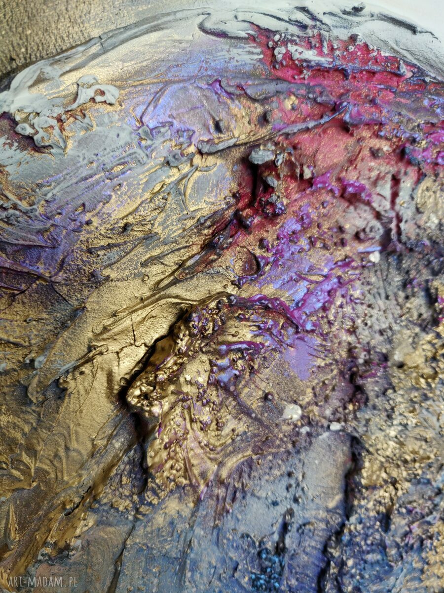 Płonąca planeta - ręcznie malowany obraz 100x80 cm, faktura 3D