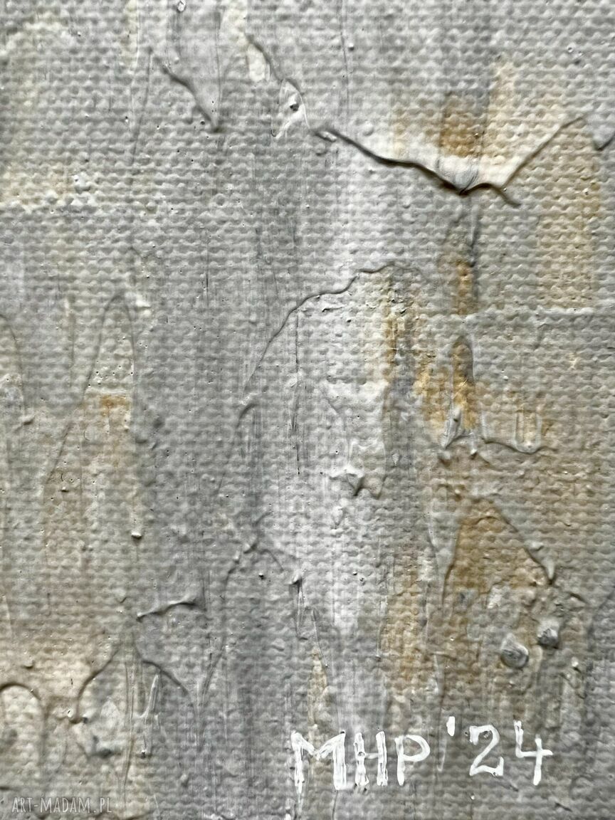 Plotki - abstrakcyjny obraz z ptakami, 30x30 cm, akryl strukturalny