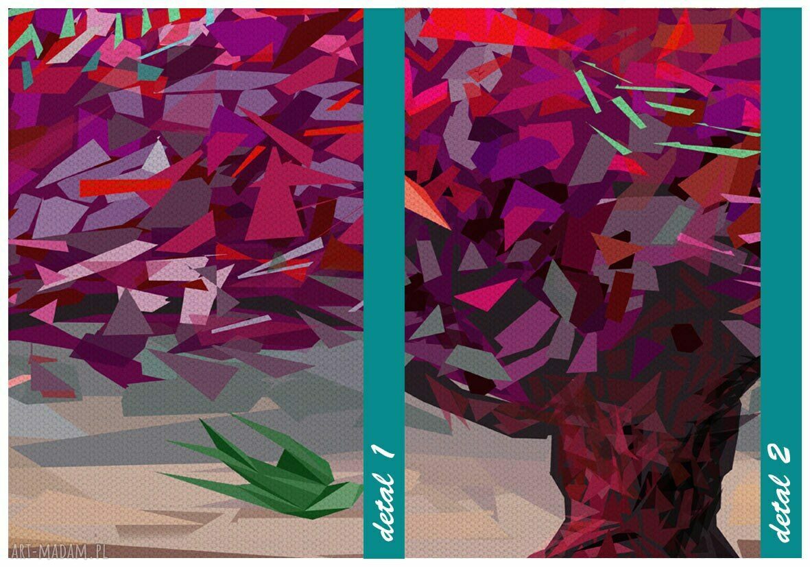 Abstrakcyjne drzewo z ptakami origami - obraz na płótnie 147x60 cm 02580