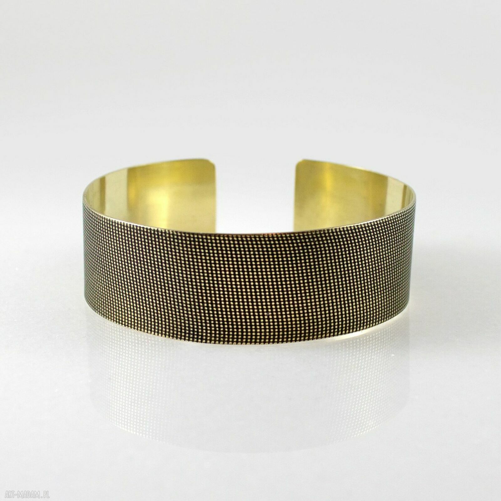 Płótno - mosiężna bransoletka regulowana 2205 -11 - handmade
