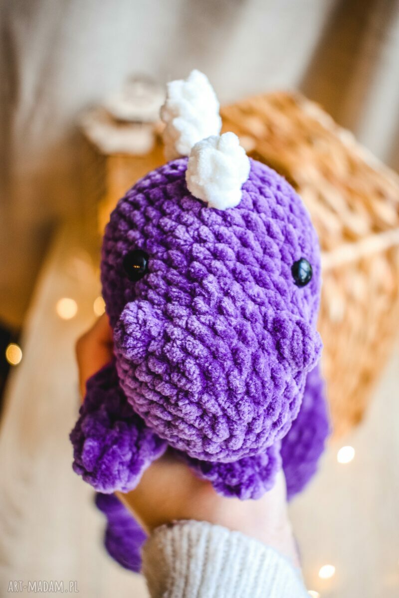 Ręcznie robiony pluszowy dinozaur na szydełku - przytulanka 45 cm