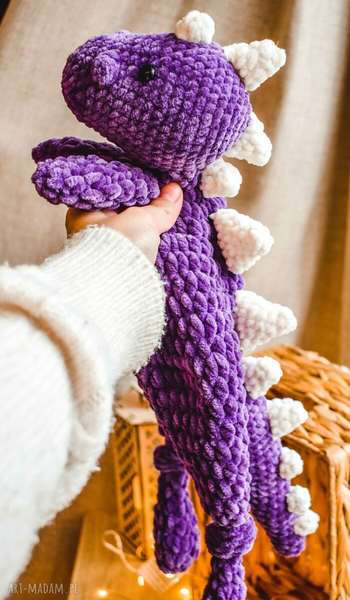 Ręcznie robiony pluszowy dinozaur na szydełku - przytulanka 45 cm