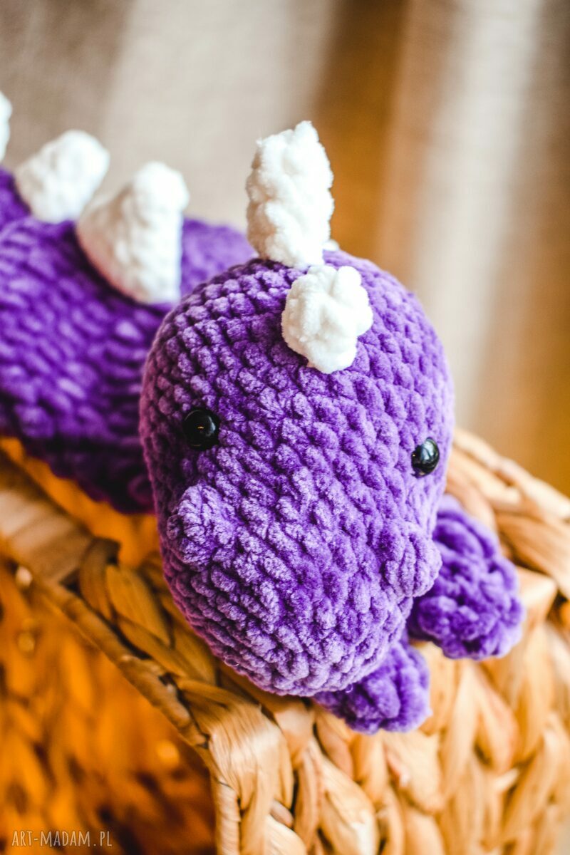 Ręcznie robiony pluszowy dinozaur na szydełku - przytulanka 45 cm