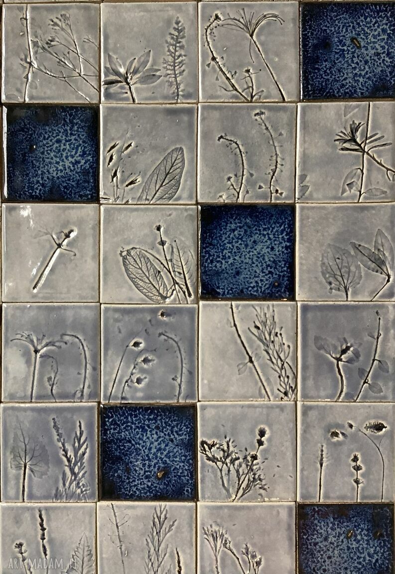 Płytki ścienne „Herbarium” - ręcznie robione gliniane kafelki