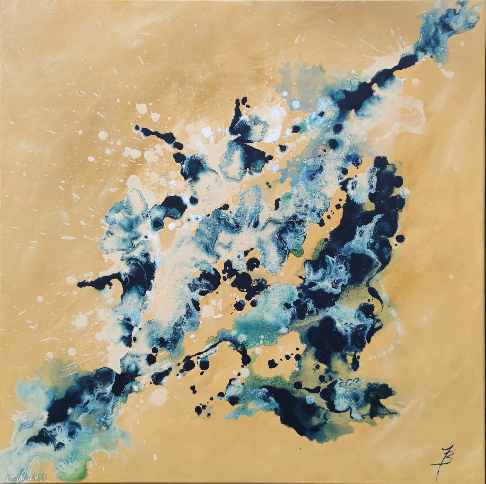 Początek I 80x80 cm - akryl na płótnie, duży obraz abstrakcyjny do salonu