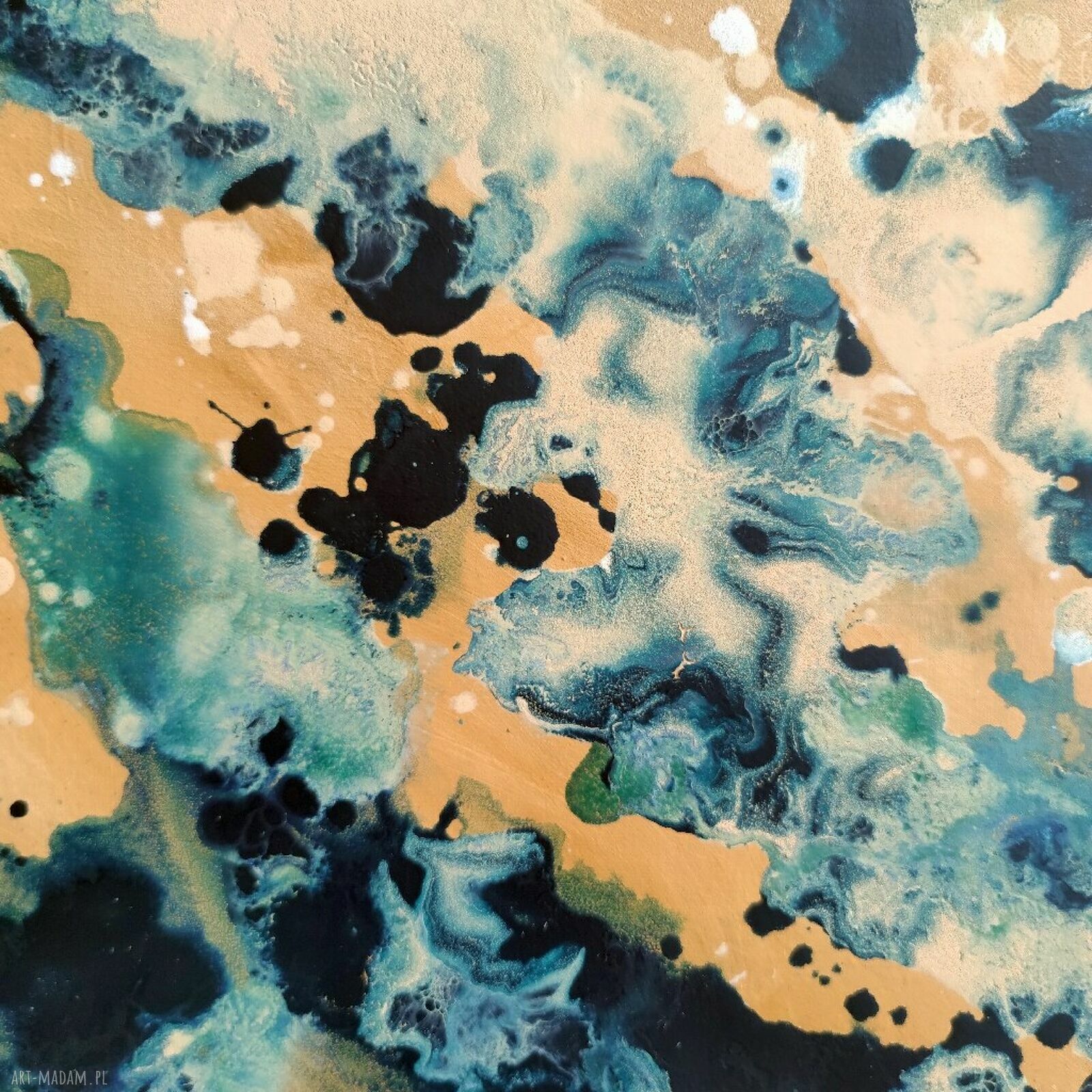 Początek I 80x80 cm - akryl na płótnie, duży obraz abstrakcyjny do salonu