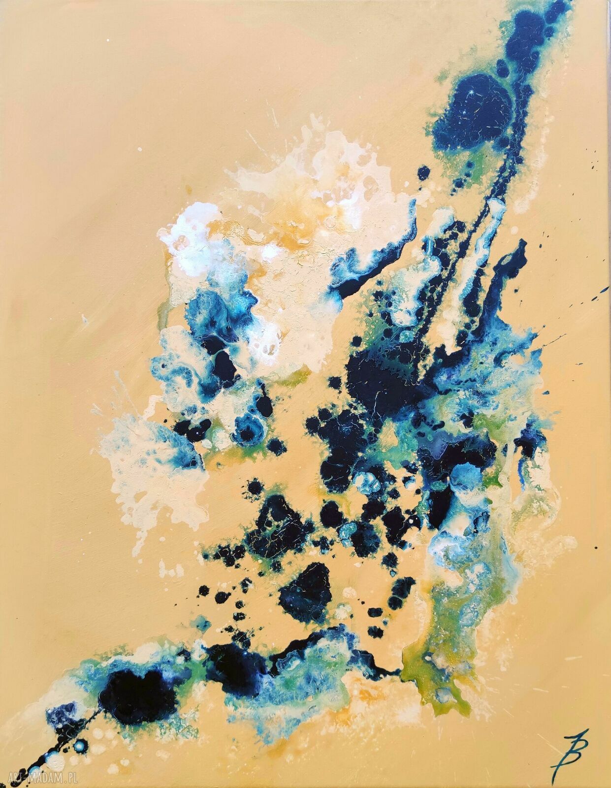 Początek II - 70x90 cm, ręcznie malowany obraz abstrakcyjny akryl na płótnie