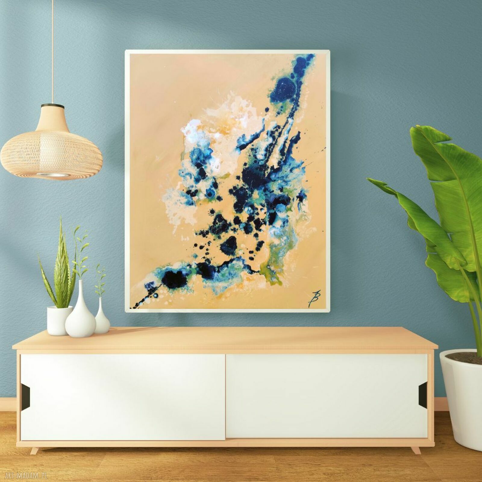 Początek II - 70x90 cm, ręcznie malowany obraz abstrakcyjny akryl na płótnie