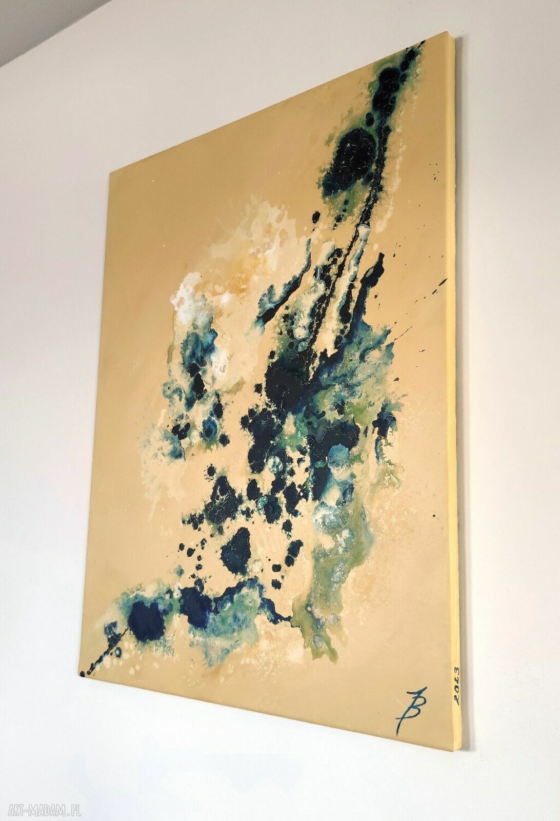 Początek II - 70x90 cm, ręcznie malowany obraz abstrakcyjny akryl na płótnie