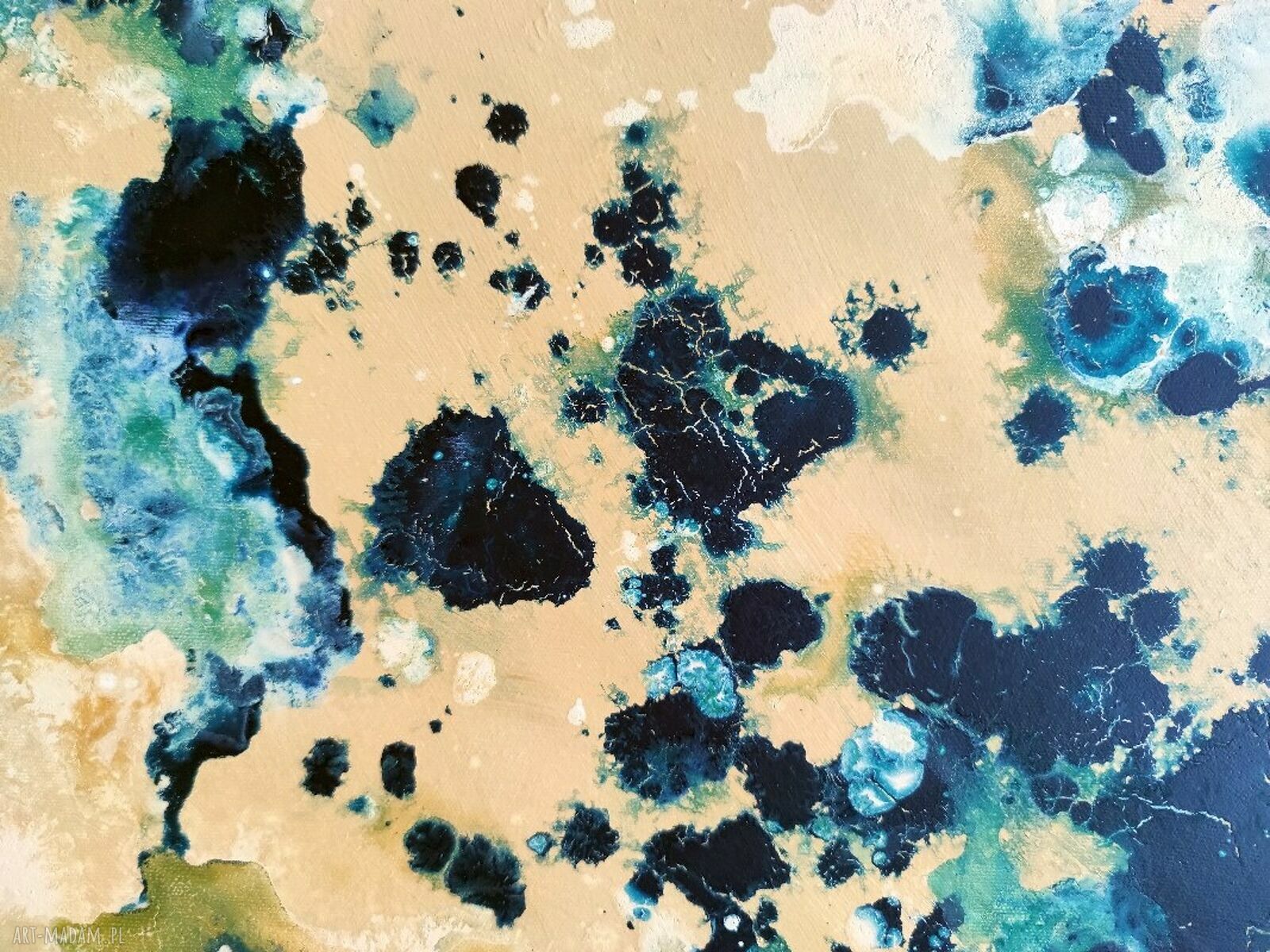 Początek II - 70x90 cm, ręcznie malowany obraz abstrakcyjny akryl na płótnie