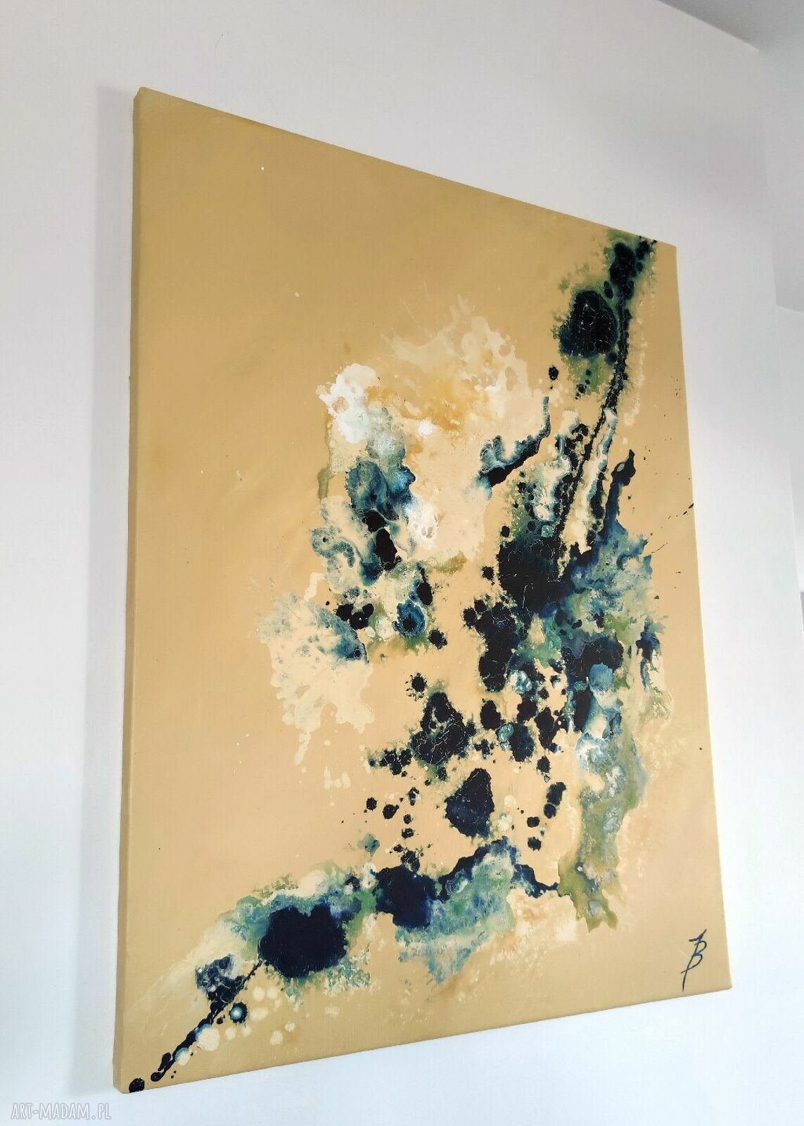 Początek II - 70x90 cm, ręcznie malowany obraz abstrakcyjny akryl na płótnie
