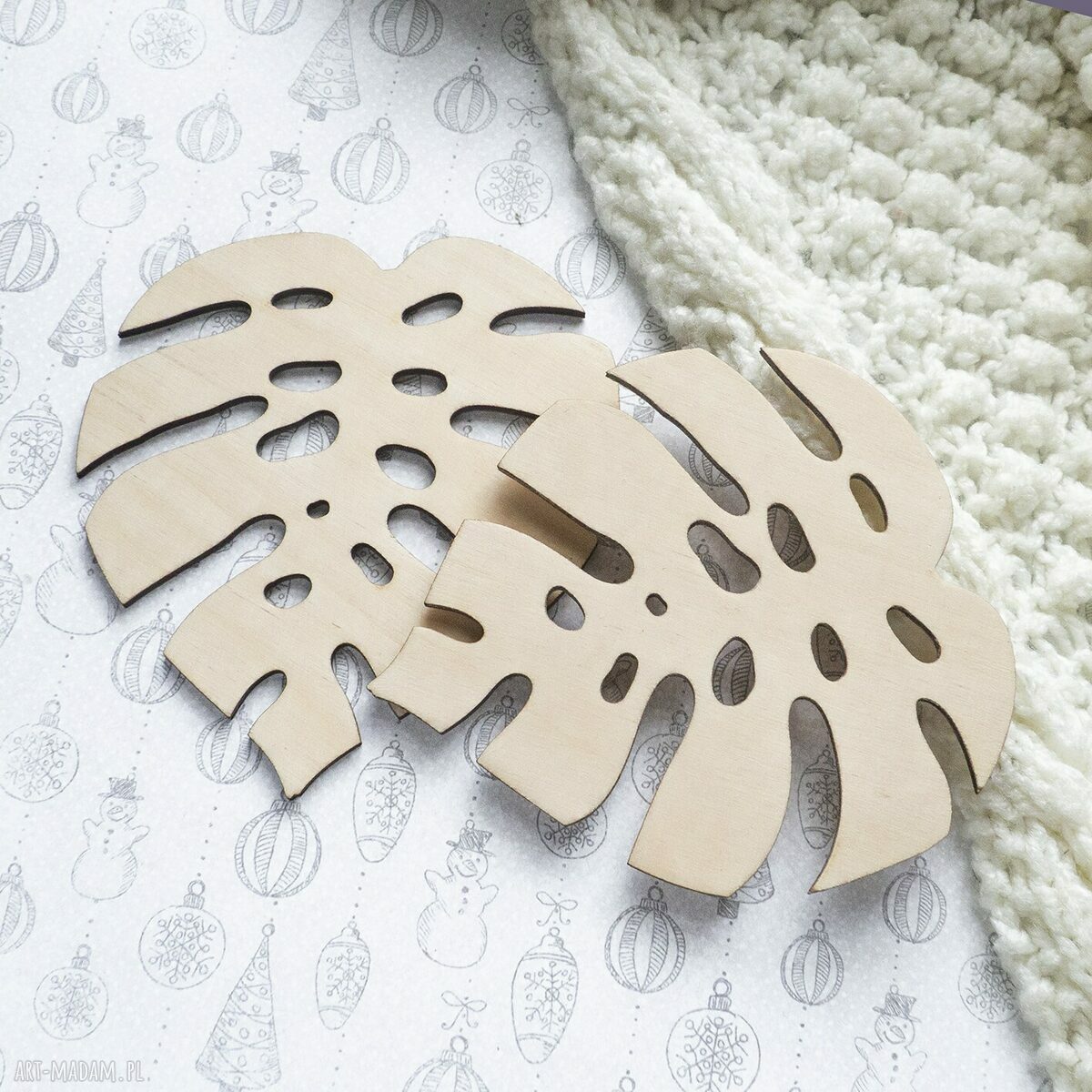 Podkładki pod kubki Monstera - drewniany zestaw 4 szt.
