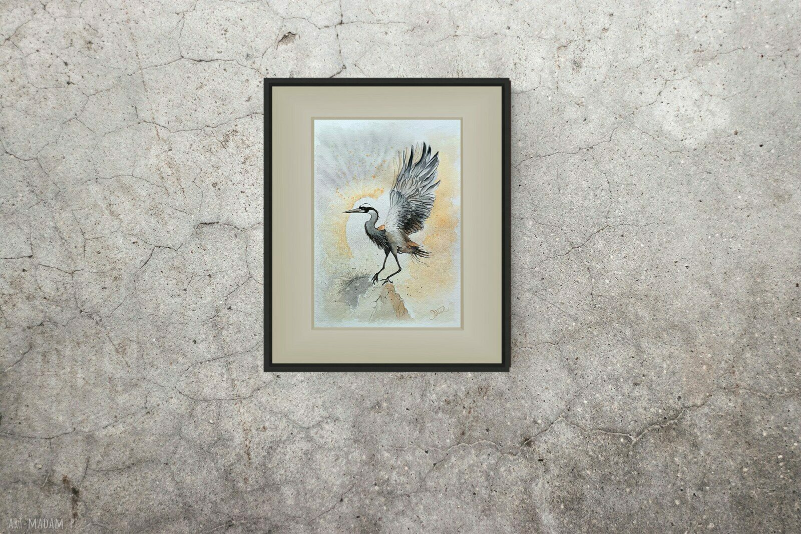 Pod skrzydłami wolności - akwarela z żurawiami, oryginał 23 x 31 cm