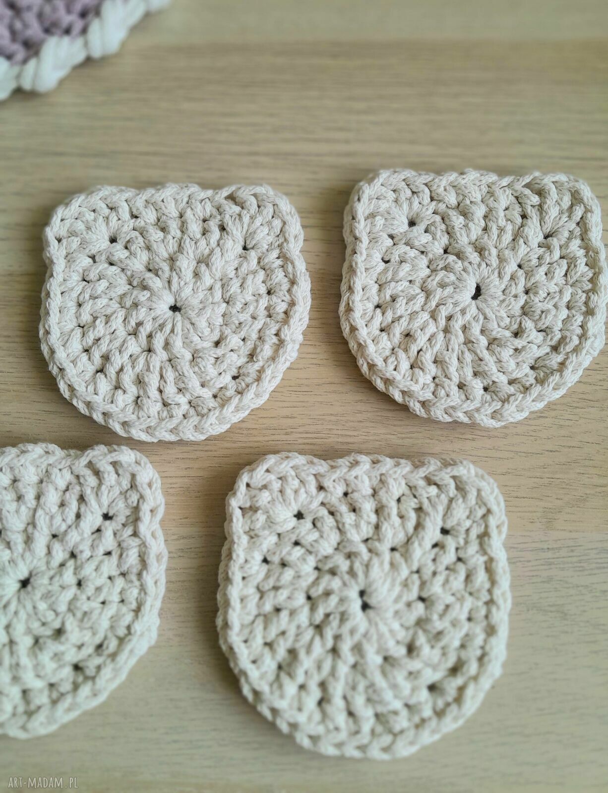 Podkładki pod kubki ze sznurka - misie (zestaw 4 szt.)