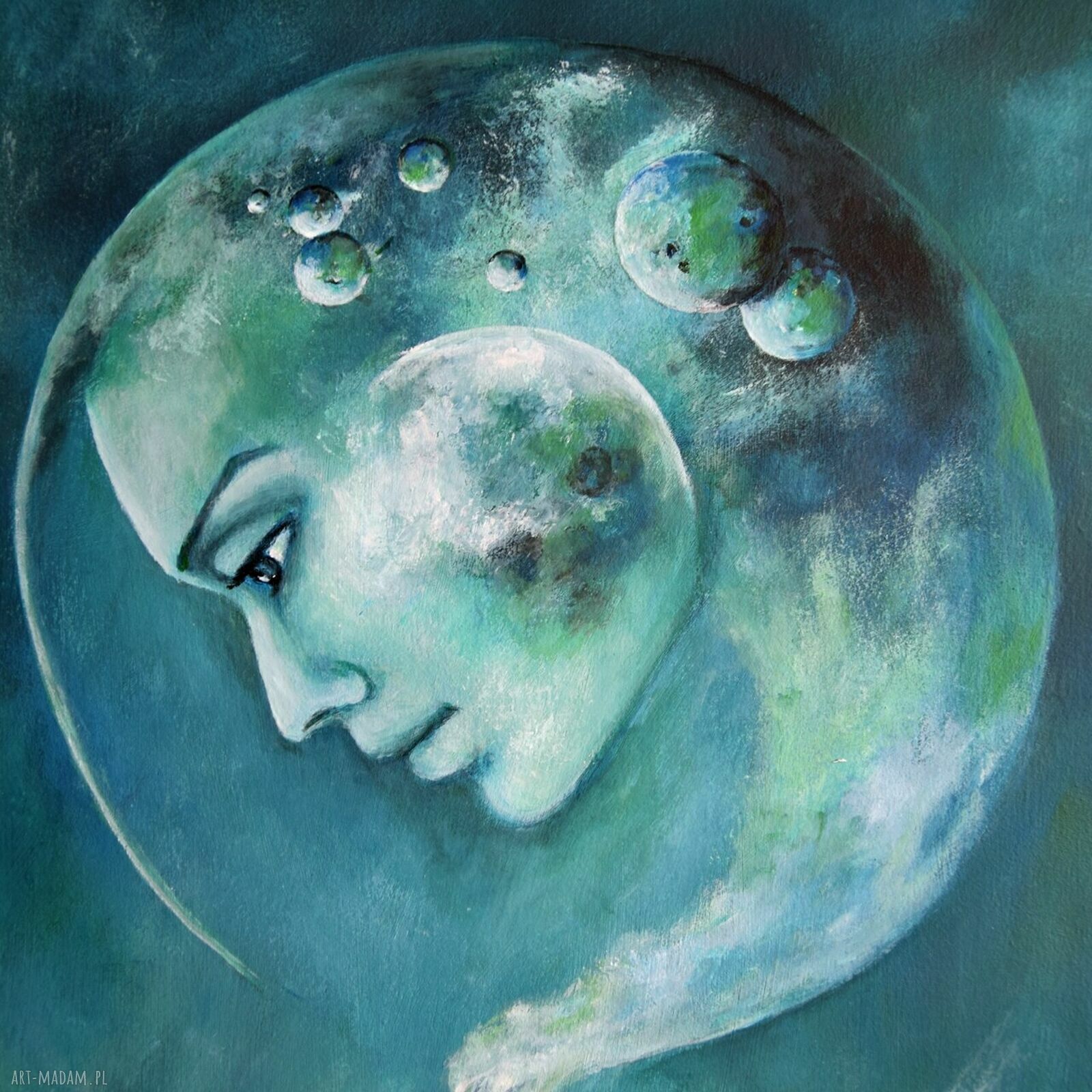 Poddanie - obraz surrealizm i realizm magiczny, ręcznie malowany 50x70