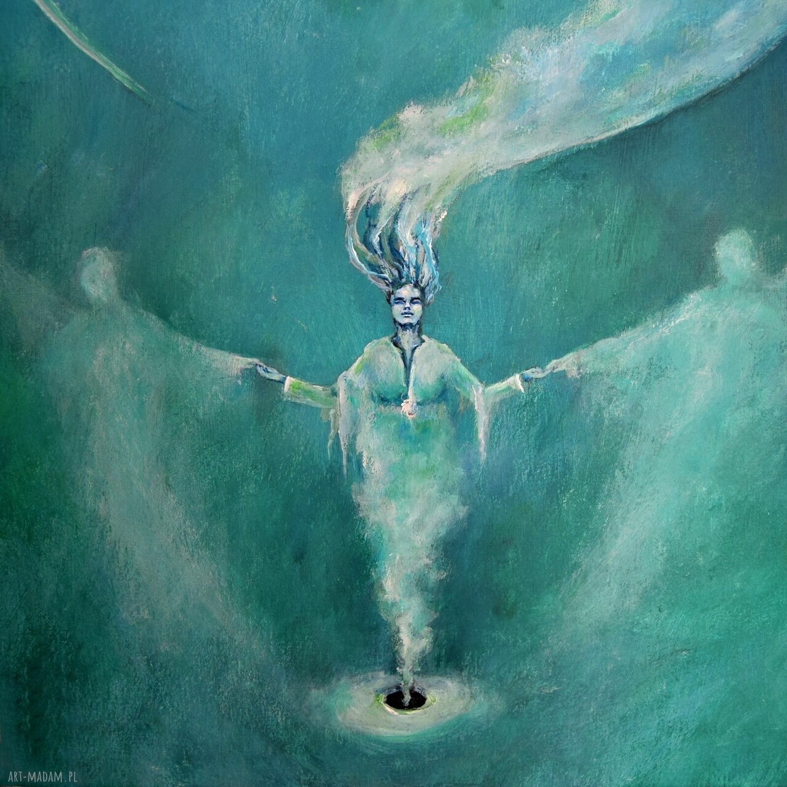 Poddanie - obraz surrealizm i realizm magiczny, ręcznie malowany 50x70