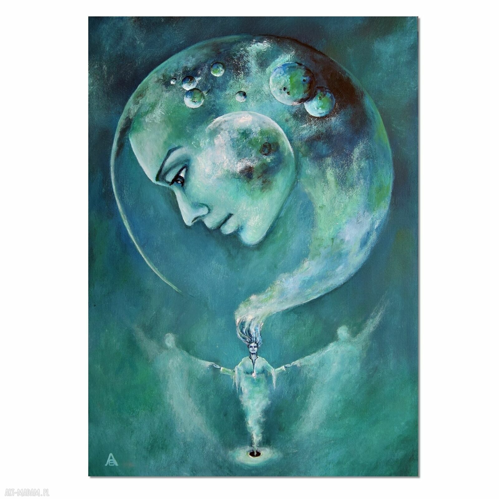 Poddanie - obraz surrealizm i realizm magiczny, ręcznie malowany 50x70