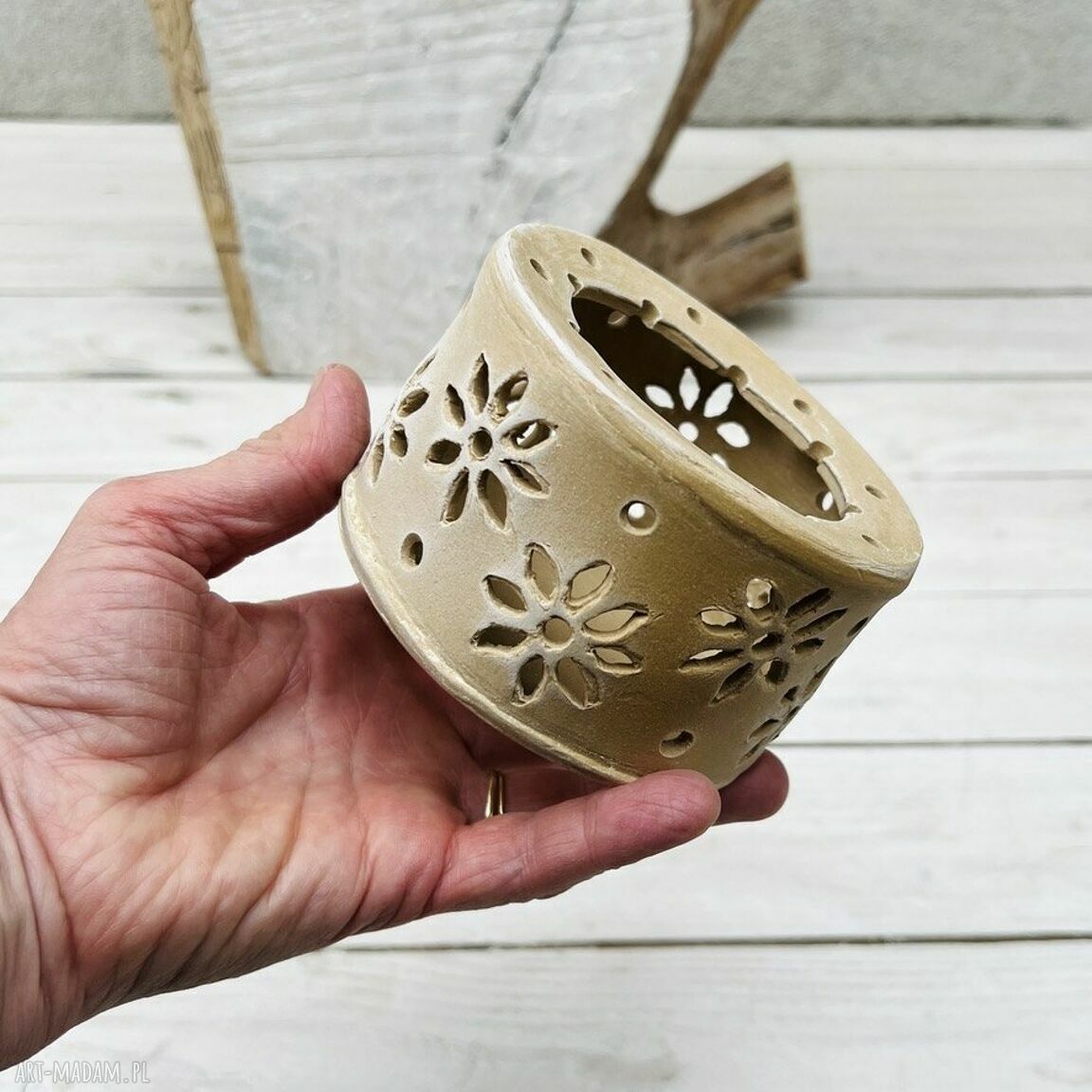 Podgrzewacz do kubka w kwiaty - ręcznie robiony świecznik na tealight