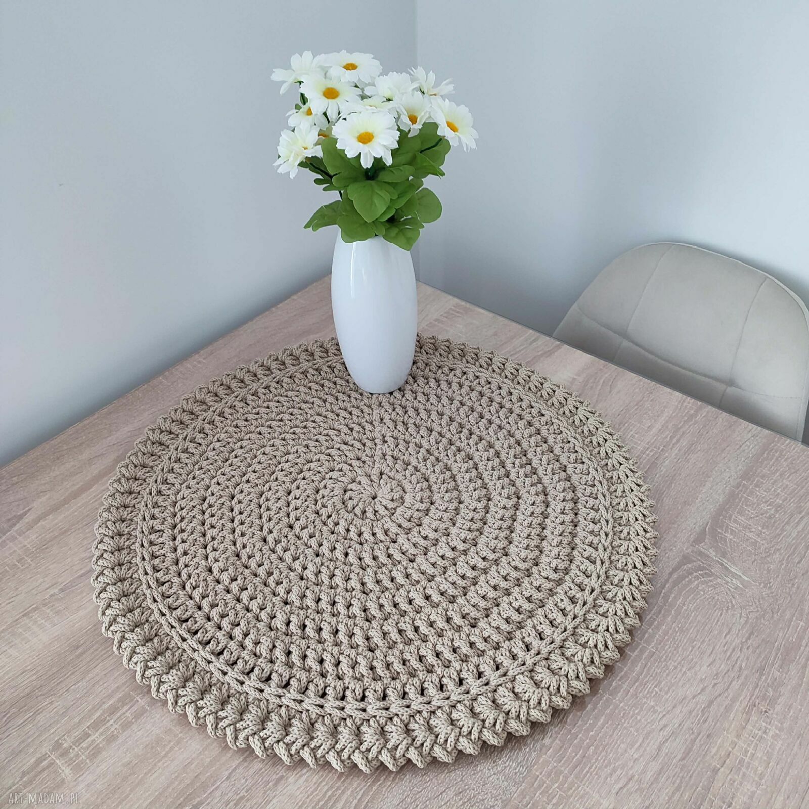 Podkładka boho szydełkowa 55 cm ze sznurka bawełnianego