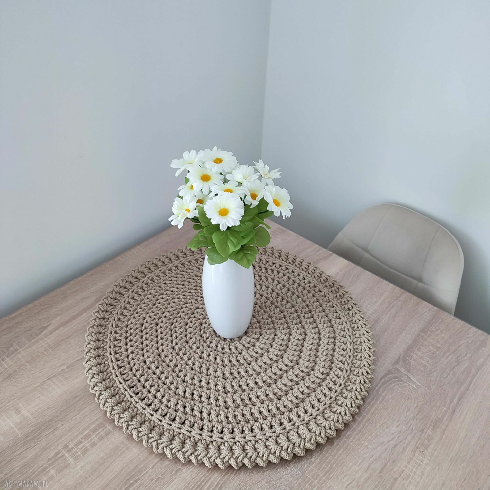 Podkładka boho szydełkowa 55 cm ze sznurka bawełnianego
