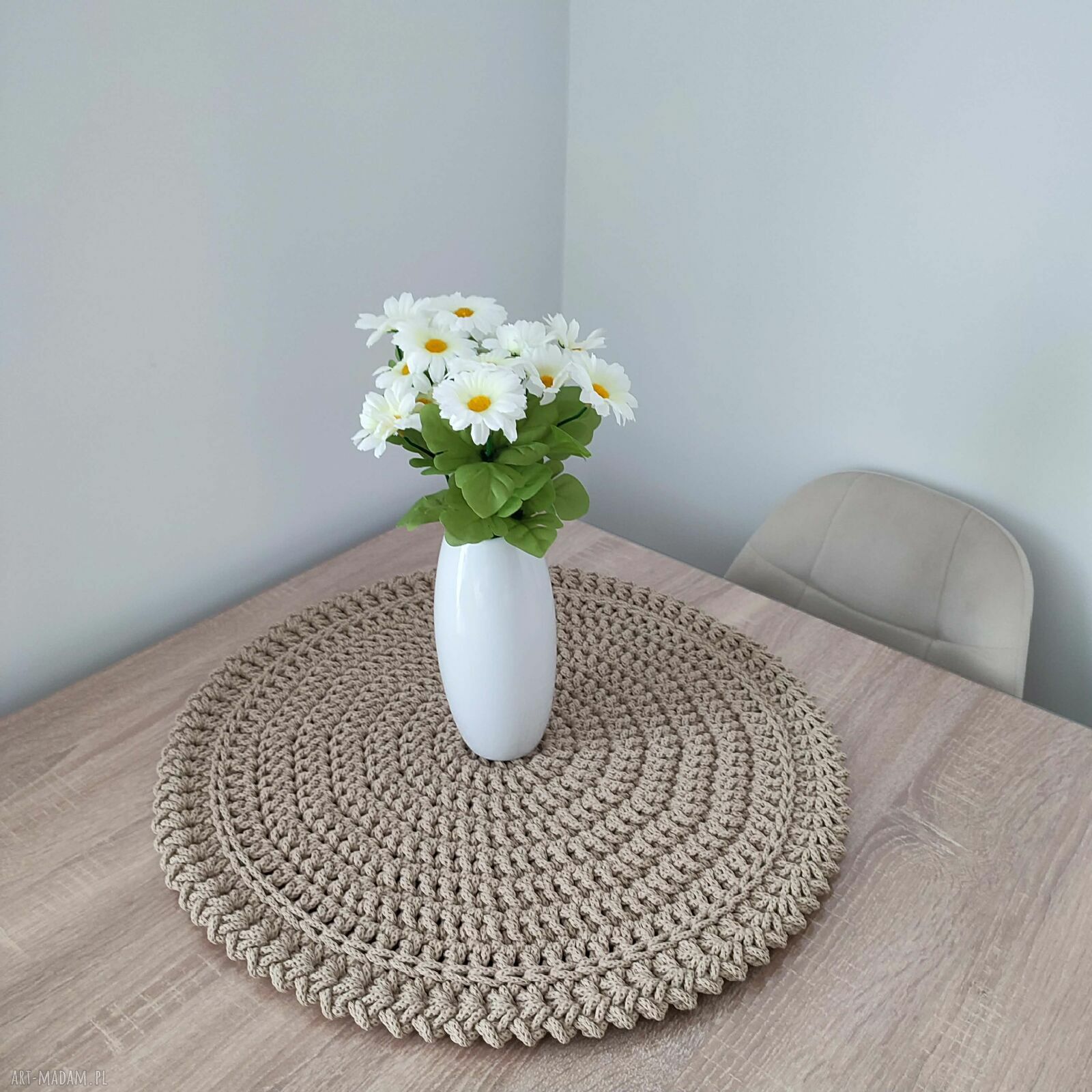 Podkładka boho szydełkowa 55 cm ze sznurka bawełnianego