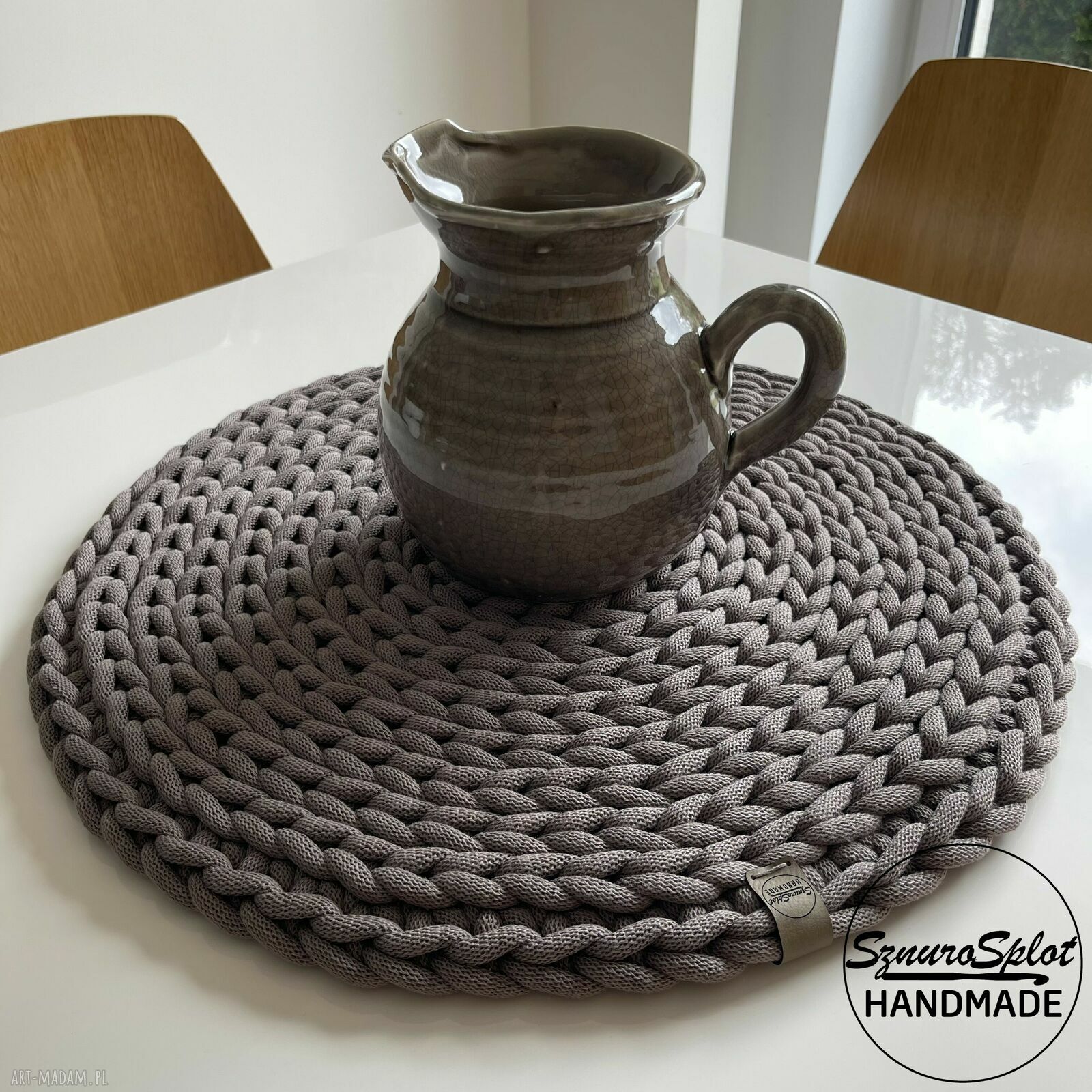 Podkładka na stół ze sznurka - okrągła, 50 cm