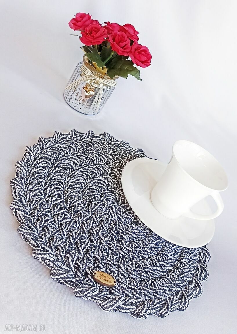 Podkładka na stół pod talerz 30 cm - zestaw 2 szt. biało-czarne