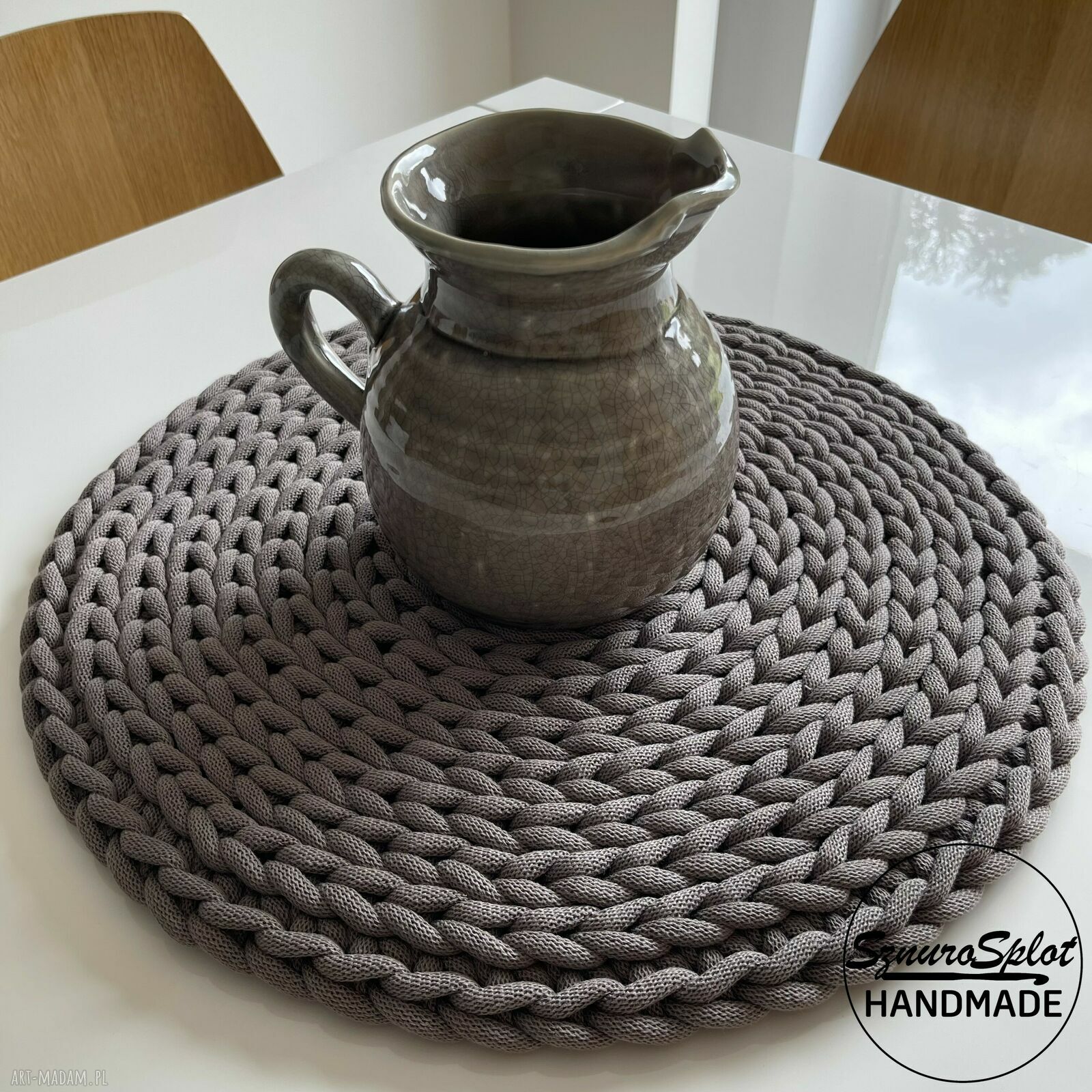 Podkładka na stół ze sznurka - okrągła, 50 cm