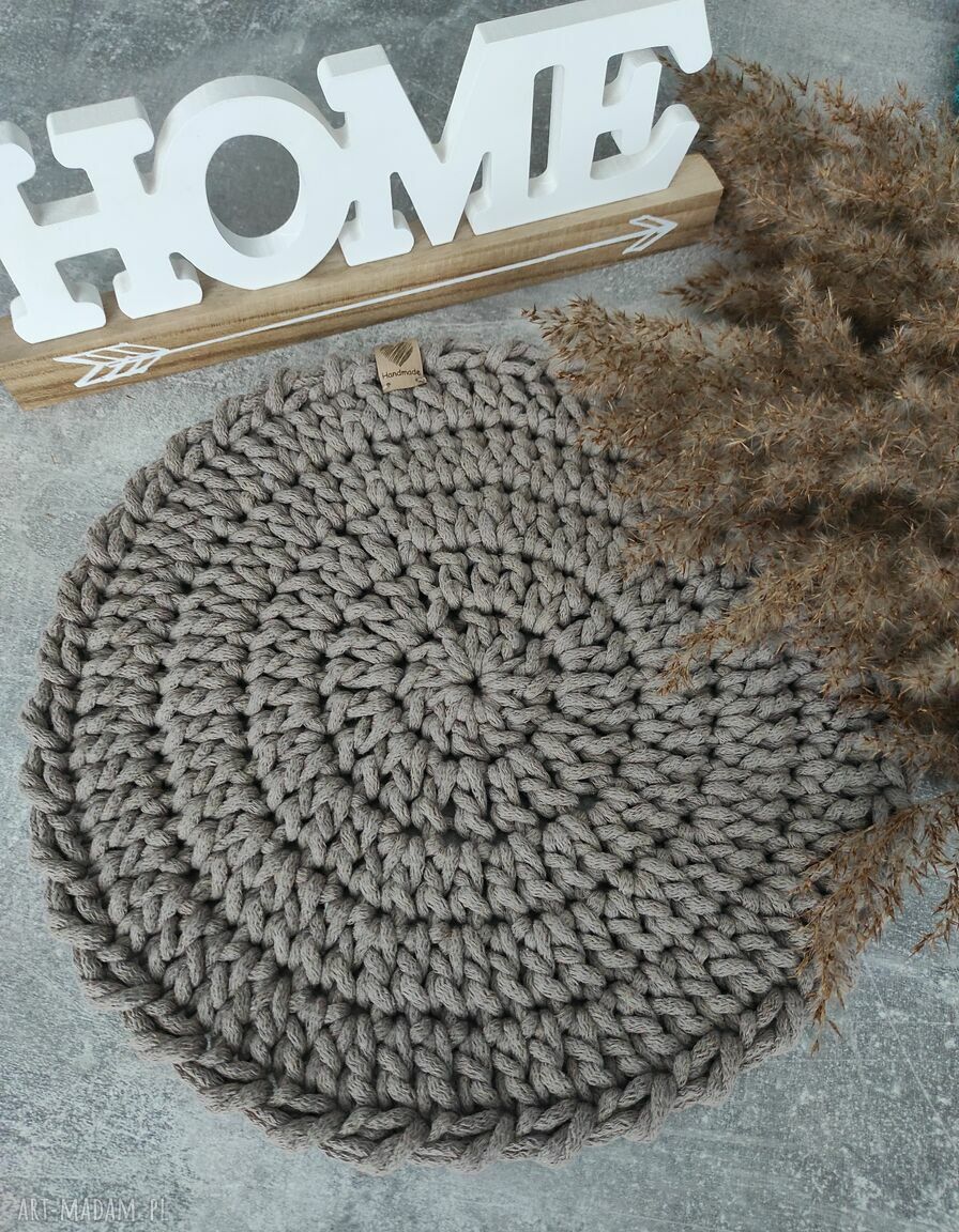 Podkładki pod talerz i stół ze sznurka szydełkowane 33 cm (komplet 3 sztuki)