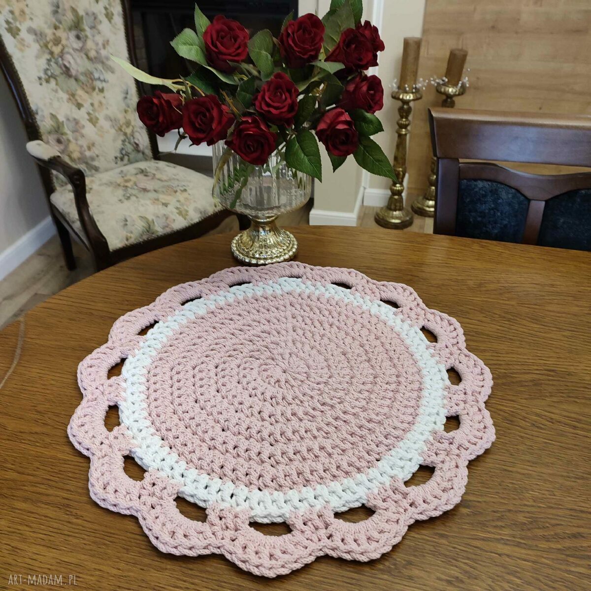 Podkładka okrągła ze sznurka 50 cm - rękodzieło MISZ MASZ Dorota