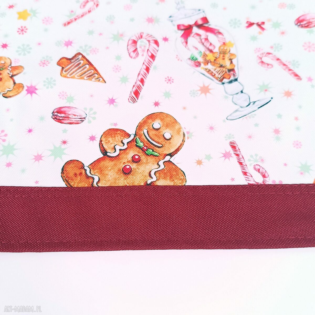 Bordowa podkładka pod talerz ciastek - świąteczna ozdoba stołu (handmade)