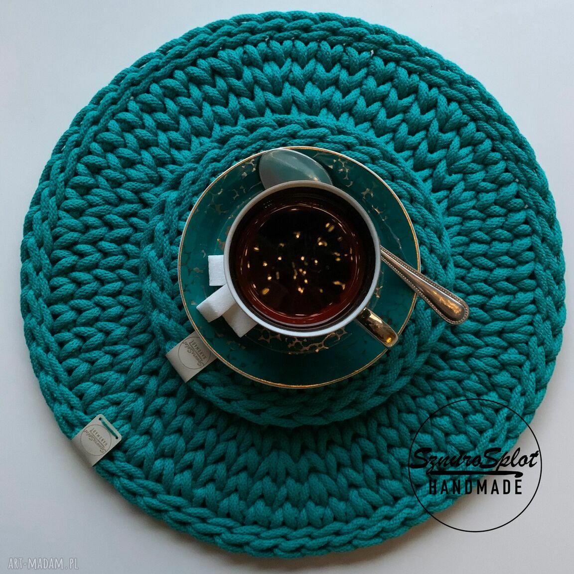 Podkładka sznurkowa na stół pod talerze - komplet 2 sztuki (handmade)